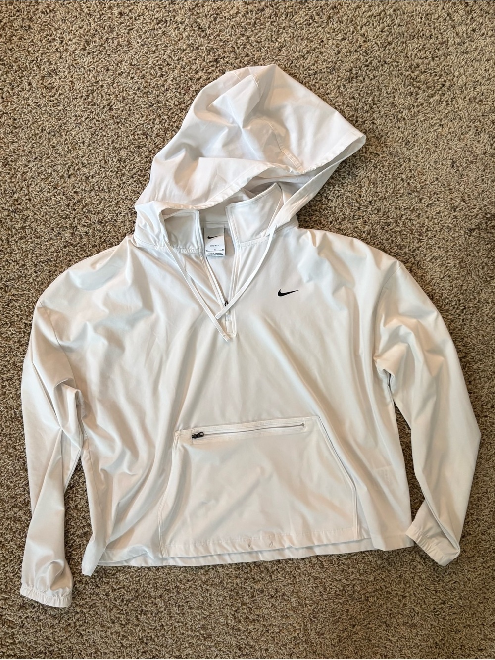 Nike White Hooded Half-Zip Athletic Top/Windbreaker